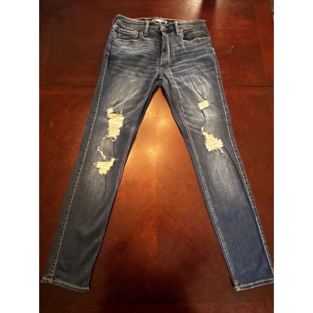 NWT Hollister Advanced Stretch Skinny Distressed Blue Jeans Mens 32x32